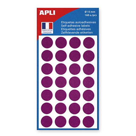 Pastilles adhésives rondes 15 mm - Violet - APLI