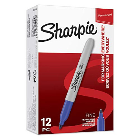 Sharpie Marqueur Pointe Fine Bleu - Lot de 12