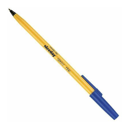 Stylos Bille Bleu Fin Niceday - Lot de 20 - Pointe Fine 0,4mm