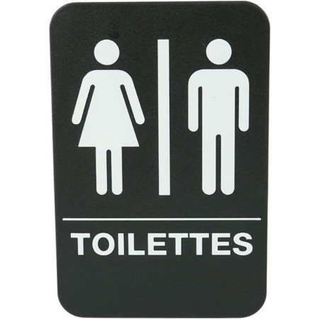 Plaque Signalisation Toilettes Mixtes - Noir et Blanc - ELAMI