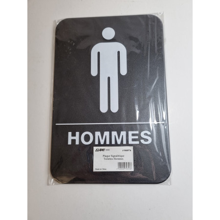 Plaque Signalétique Toilettes Hommes - ELAMI - PVC Rigide Noir et Blanc