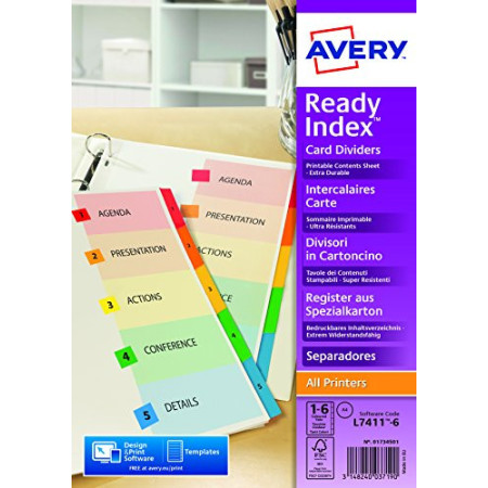 Avery Dennison Intercalaires Carte Mylar - Lot de 6