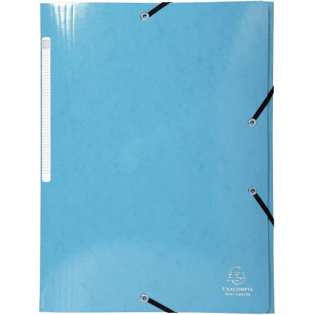 Exacompta Maxi Capacity - Chemise à Elastiques 3 Rabats A4 Bleu Clair
