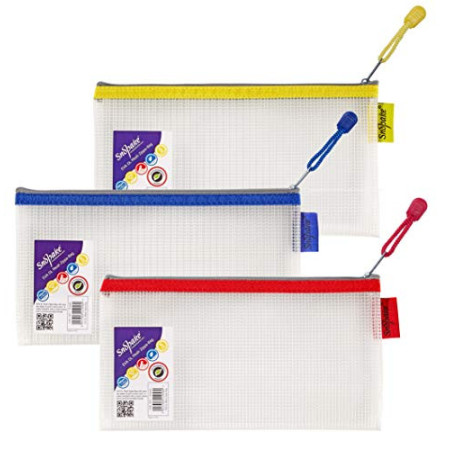 SNOPAKE Lot de 3 Sacs à fermeture éclair transparents - 240 x 130 mm