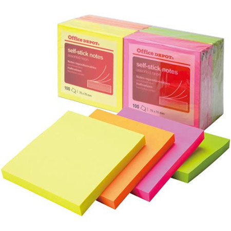 Office Depot Blocs-notes Adhésifs 76x76mm - 4 Couleurs