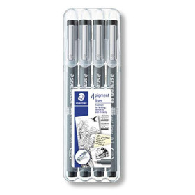 STAEDTLER Pigment Liner 308 - 4 Feutres de Dessin Noir