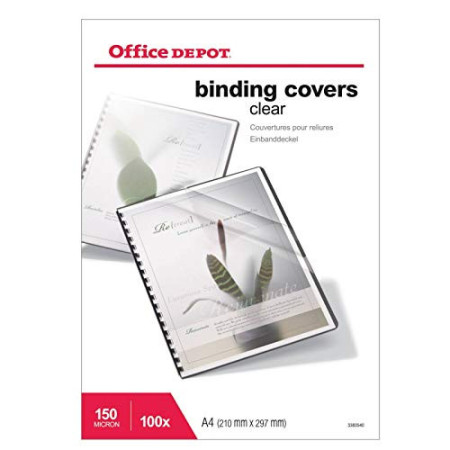 Office DEPOT - 100 Couvertures PVC A4 Transparentes 150 microns