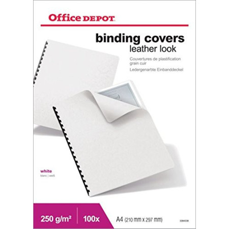 Couverture Reliure Office Depot - Aspect Cuir Blanc A4 - 100 Pièces