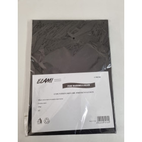 ELAMI - Couvertures de présentation A3 - Papier aspect peau - Noir