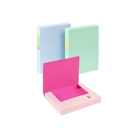 Boîte de Classement VIQUEL TANDEM - Dos 45 mm - Bleu/Rose . Coloris aléatoire