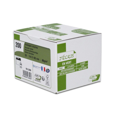 GPV Green - Enveloppes Recyclées C6 - Blanc - Bande Adhésive