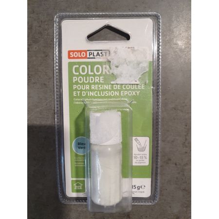 COLORANT POUDRE POUR RESINE DE COULEE ET D'INCLUSION EPOXY SOLOPLAST BLEU VERT