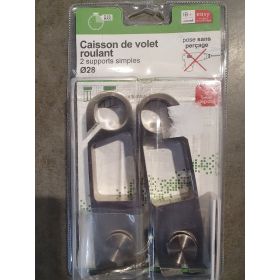 CAISSON DE VOLET ROULANT 2 SUPPORTS SIMPLES DIAMETRE 28 ARGENTE