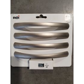 4 POIGNEES DE PORTE OU DE TIROIR REI ARGENTEES