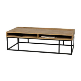 Table Basse YOSSI Bois Clair et Noir 3 Niches