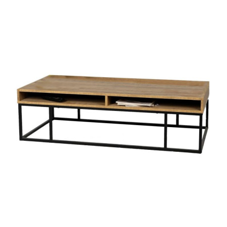 Table Basse YOSSI Bois Clair et Noir 3 Niches
