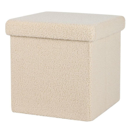 Pouf Rangement Pliable Teddy Beige Clair 38cm