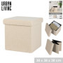 Pouf Rangement Pliable Teddy Beige Clair 38cm