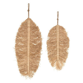 Déco Murale Raphia Atmosphera - Set 2 Feuilles Naturelles