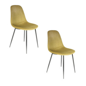 Chaise Moutarde Velours Côtelé Design Scandinave