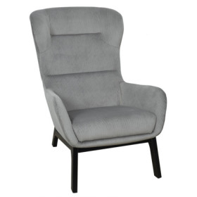 Fauteuil Velours Côtelé Gris Souris Confortable - Modèle Exposition