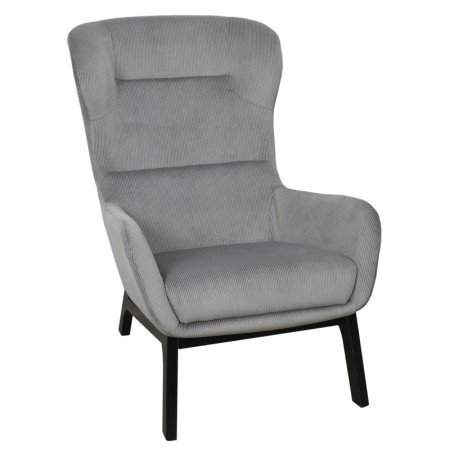 Fauteuil Velours Côtelé Gris Souris Confortable - Modèle Exposition