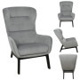 Fauteuil Velours Côtelé Gris Souris Confortable - Modèle Exposition