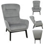 Fauteuil Velours Côtelé Gris Souris Confortable - Modèle Exposition