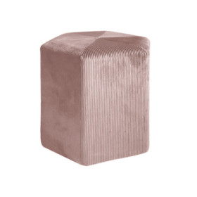 Pouf Velours Côtelé Rose Poudre Design Hexagonal