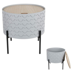 Table d'appoint Coffre Bois Gris Design Scandinave