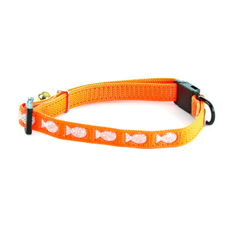 Collier Chat Martin Sellier - Motifs Poissons Orange