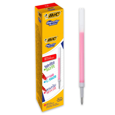 Recharges BIC Gel-ocity Illusion Rouge - 12x Pointe Moyenne