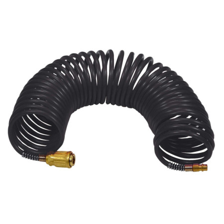 Tuyau Air Comprimé Spiralé Noir - Raccords Rapides