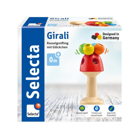 Hochet Bébé Selecta Girali - Jouet Champignon en Bois