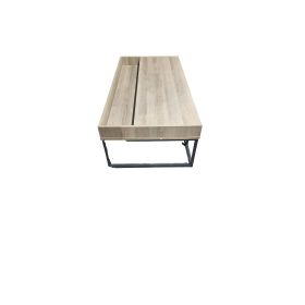 Table Basse YOSSI Bois Clair Métal Noir Rangement - Modèle Exposition