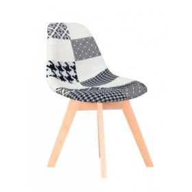 Chaise Scandinave Patchwork Noir Blanc Design - Modèle Exposition