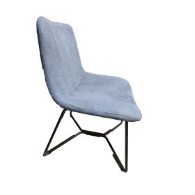 Fauteuil Design Tissu Bleu et Métal Noir Contemporain