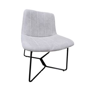 Fauteuil Design Gris Tissu & Métal Noir - Style Moderne - Modèle Exposition