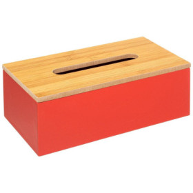 Boîte à Mouchoirs Bois Rouge & Bois Clair - Déco Élégante