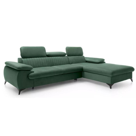 Canapé d'angle droit convertible en velours vert SAMARA de Pascal Morabito