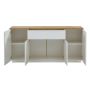 Buffet AMANI -4 portes & 1 tiroir - MDF - Coloris: Blanc laqué et Chêne