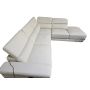 Canapé d'angle relax électrique en cuir PASCALINE - Ivoire - Angle droit