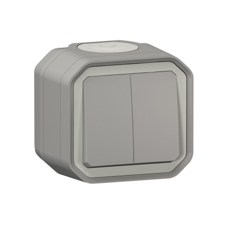 Interrupteur Double Legrand Plexo Gris IP55