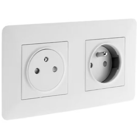 Double prise 2P+T 16A EasyEject précâblée blanc Artezo ZENITECH