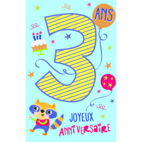 Carte Anniversaire 3 Ans Enfant - Joyeuse et Colorée