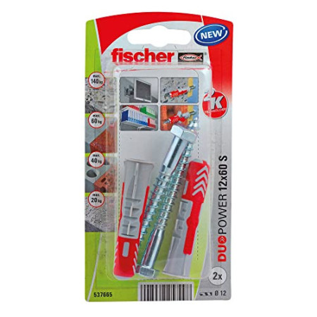Cheville FISCHER DuoPower 12x60 Tous Matériaux Blister 2