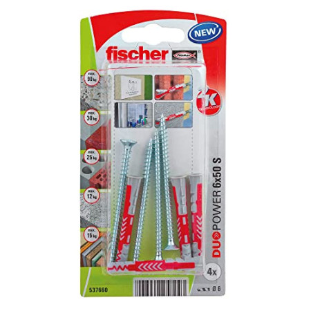 Fischer DUOPOWER 6x50 S Chevilles à Vis Fixation Solide