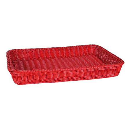 Plateau Rouge en Osier 53x32.5x6.5 cm Rangement & Décoration