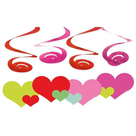 Décoration St Valentin Coeur Rouge & Rose 25cm