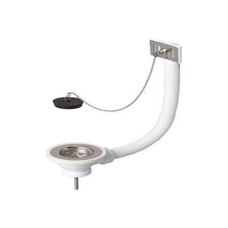 Bonde Evier 1 Bac WIRQUIN Ø60mm avec Trop-Plein Blanc